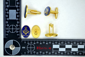 Master Mason Blue Lodge Cufflink - Blue And Gold Plated 342 S.C Square & Compass G - Bricks Masons
