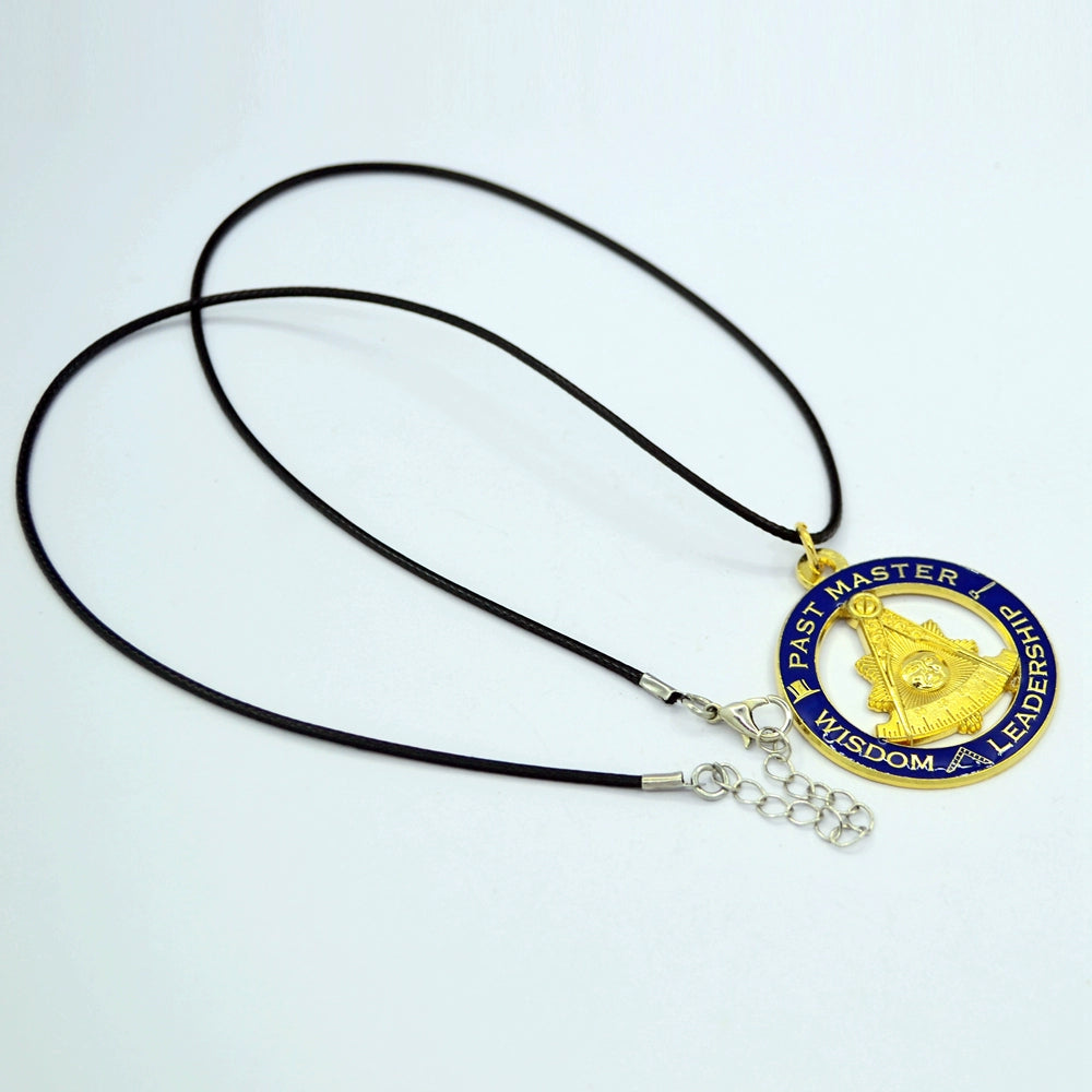 Past Master Blue Lodge Necklace - Blue & Gold Wisdom & Leadership Pendant - Bricks Masons