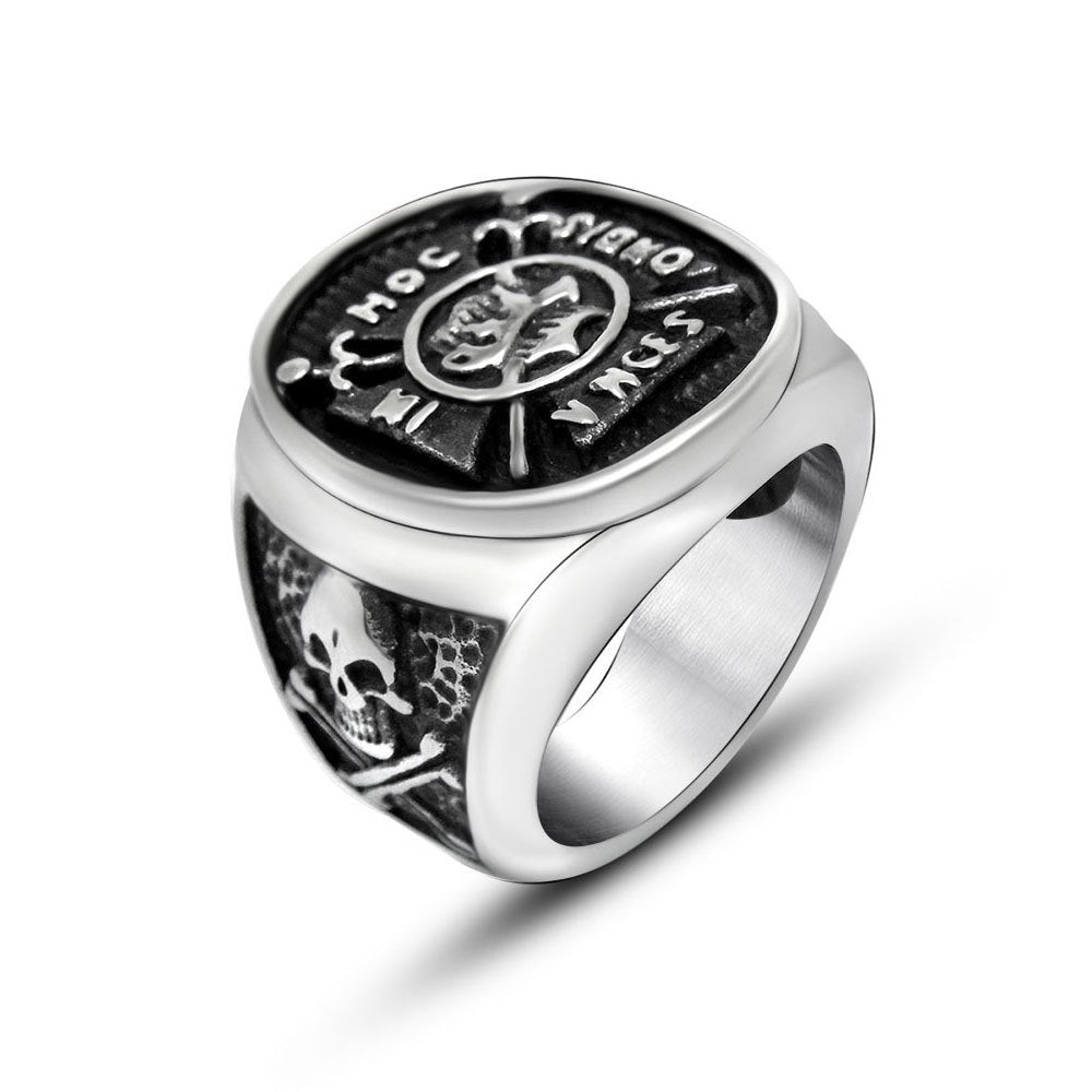 Knights Templar Commandery Ring - Titanium (In Hoc In Signo Vinces) - Bricks Masons