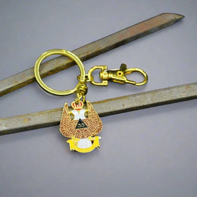 33rd Degree Scottish Rite Keychain - Gold Plated Pendant Wings Up - Bricks Masons