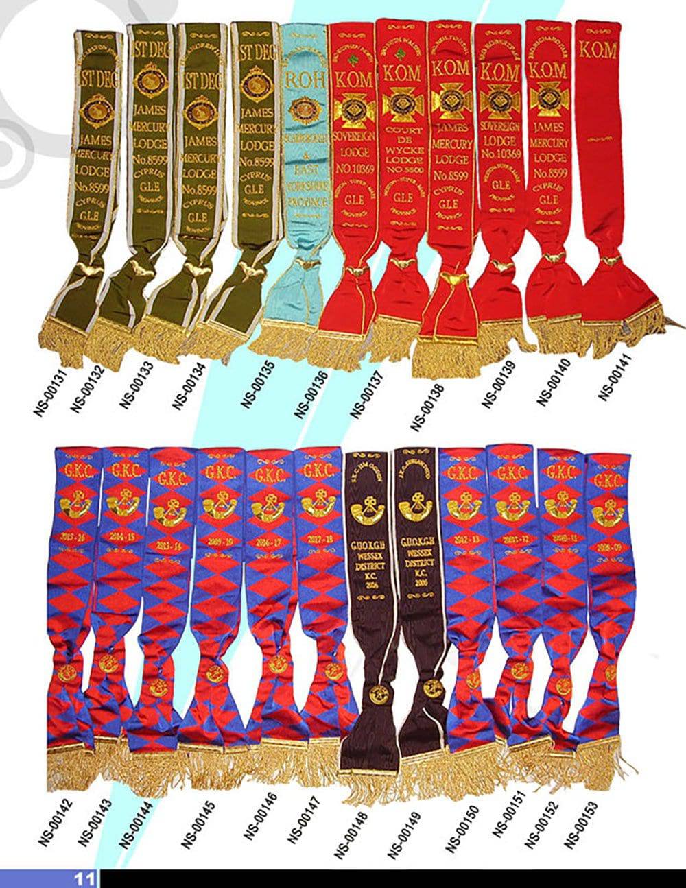 Royal Antediluvian Order of Buffaloes R.A.O.B. Sash - Various Degrees