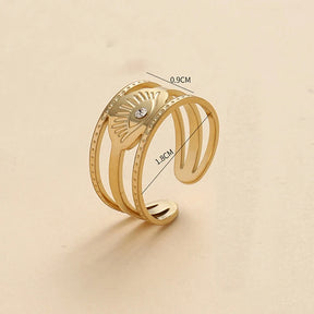 Eye Of Providence Ring - Stainless Steel Gold Plated - Bricks Masons