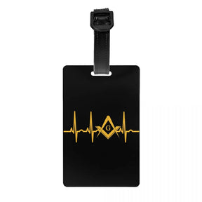 Master Mason Blue Lodge Luggage Tag -  Privacy Strap for Travel Bags - Bricks Masons