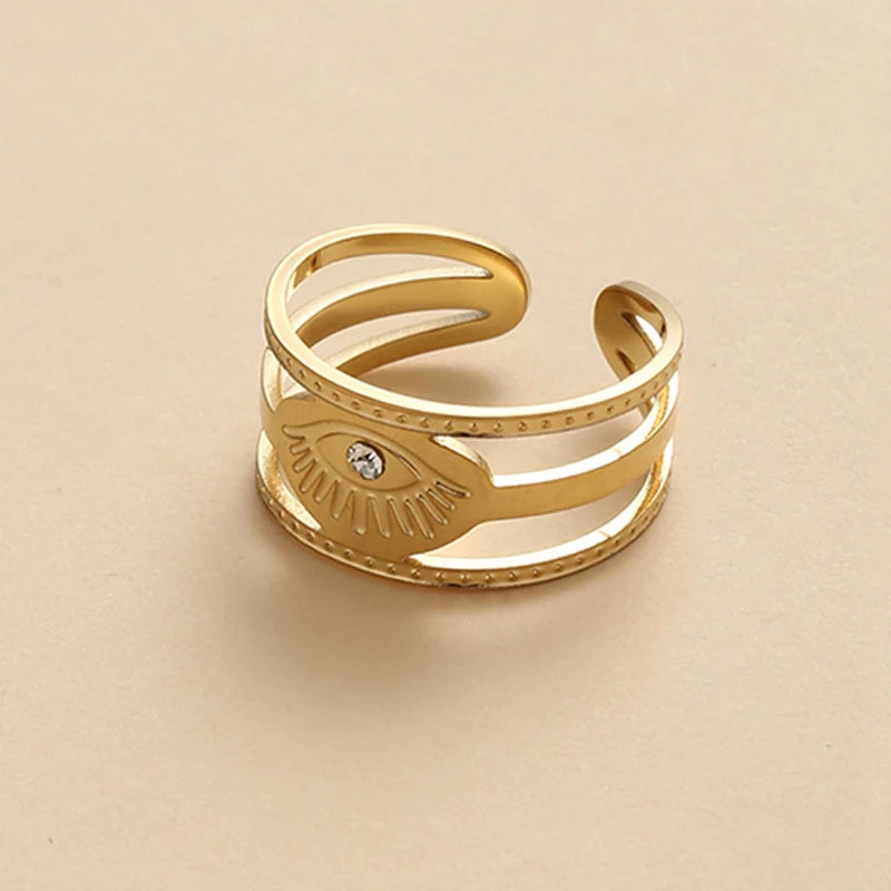 Eye Of Providence Ring - Stainless Steel Gold Plated - Bricks Masons