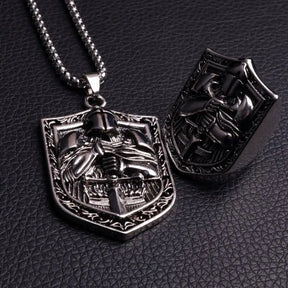 Knights Templar Commandery Necklace - Medieval Templar Warrior Stainless Steel - Bricks Masons