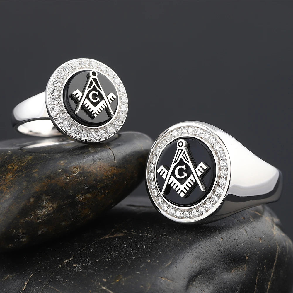 Master Mason Blue Lodge Ring - Square & Compass G Sterling Silver Ring