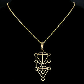 Ancient Israel Necklace - Stainless Steel Gold Color Kabbalah - Bricks Masons