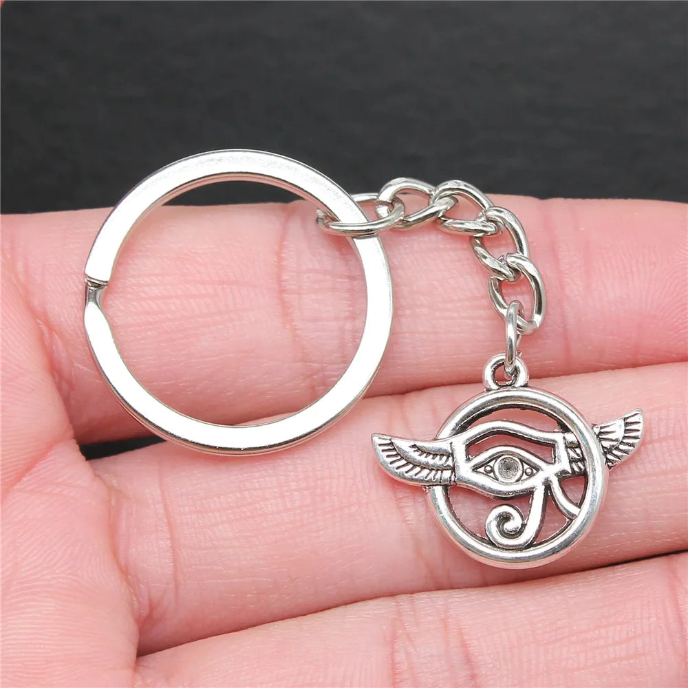 Ancient Egypt Keychain - Zinc Alloy Horus Eye With Wings - Bricks Masons