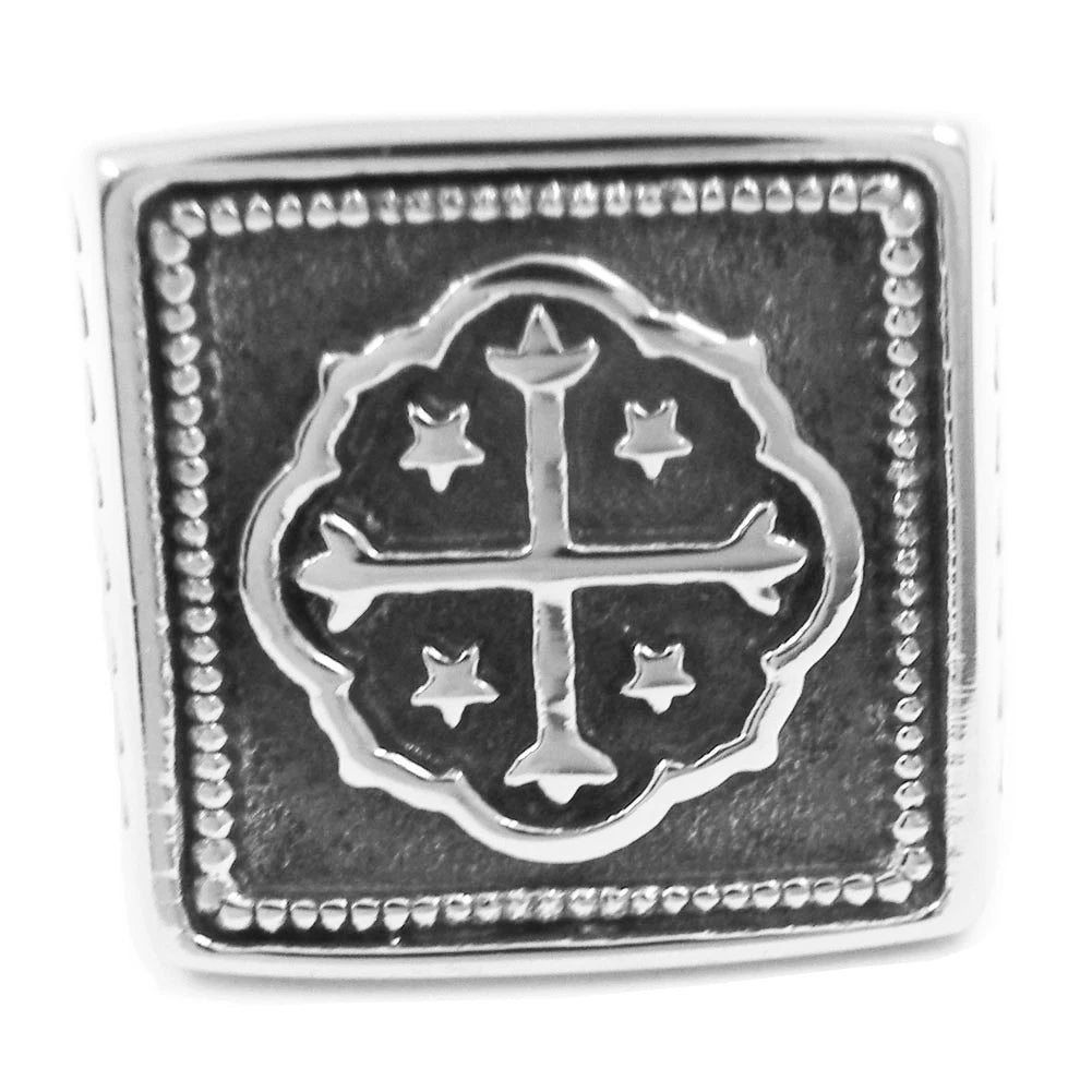 Knights Templar Ring - Saint Benedict Stainless Steel - Bricks Masons