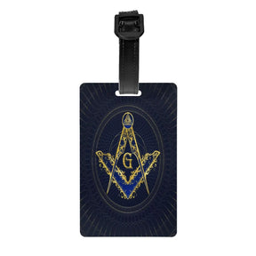 Master Mason Blue Lodge Luggage Tag -  Privacy Strap for Travel Bags - Bricks Masons