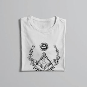 Master Mason Blue Lodge T-Shirt - White & Black Polyester