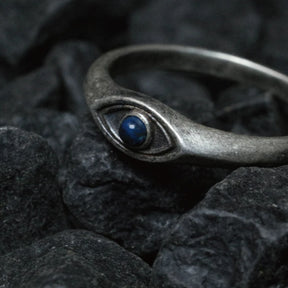Eye Of Providence Ring - Silver Lapis Lazuli Eye Pointed Blue - Bricks Masons
