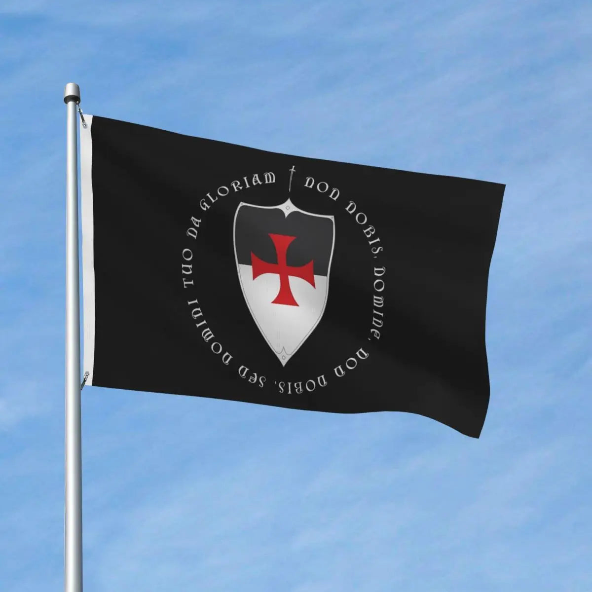 Knights Templar Commandery Flag - Crusader Motto And Cross Polyester