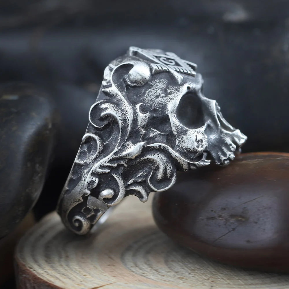 Master Mason Blue Lodge Ring - Sterling Silver Ring Square & Compass G