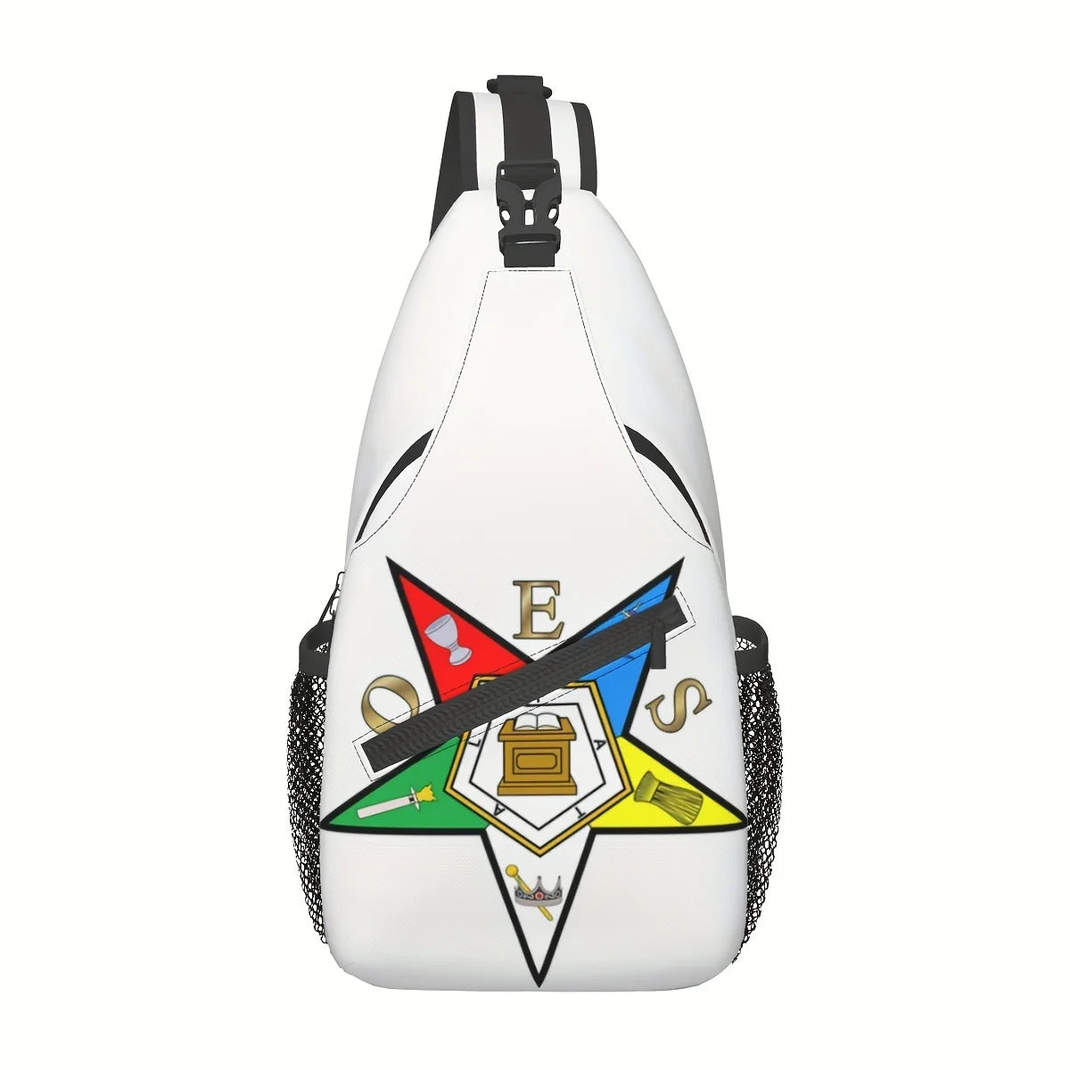 OES Crossbody Bag - Black & White Adjustable Strap Nylon Travel Bag - Bricks Masons