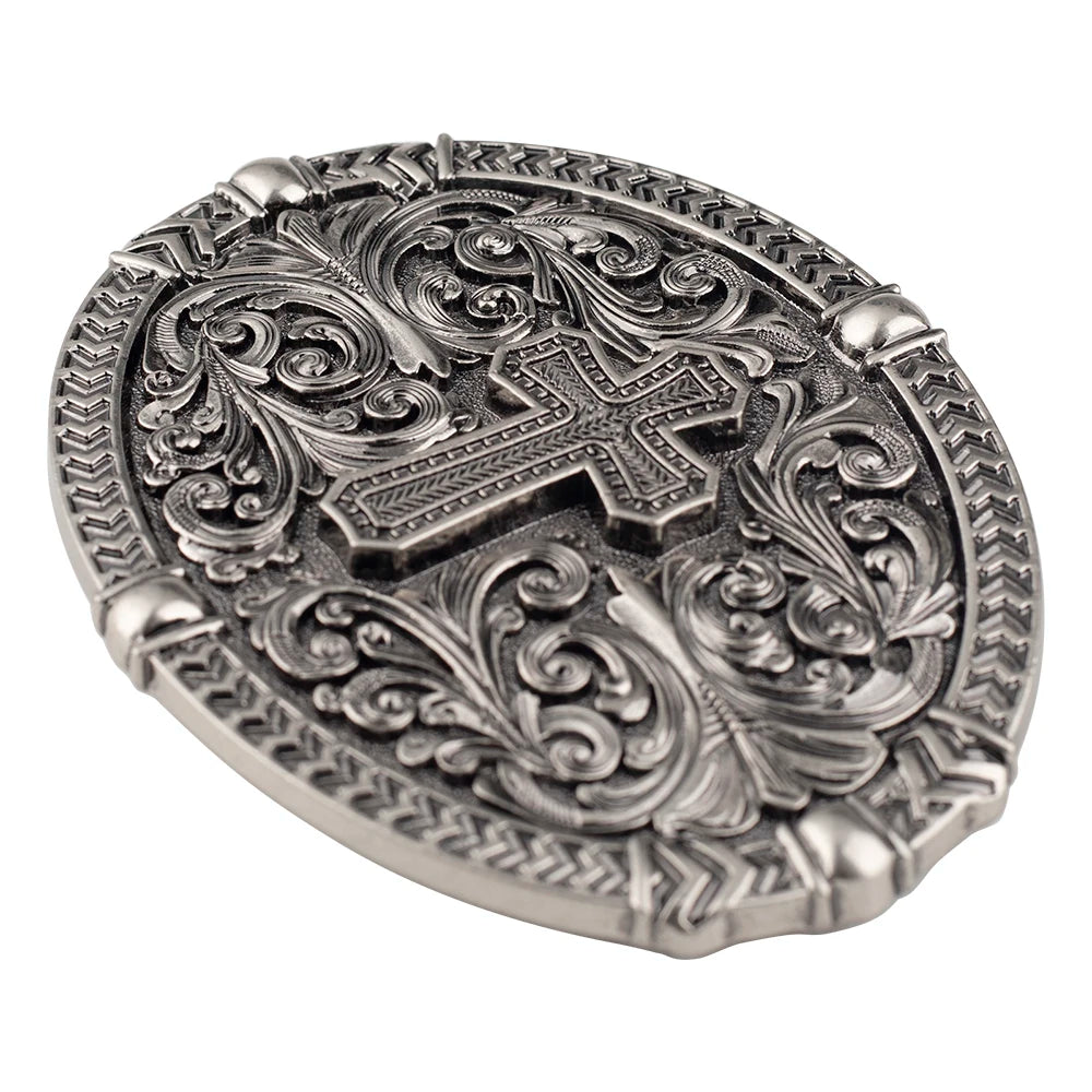 Knights Templar Commandery Belt Buckle - Cross With Engravings - Bricks Masons