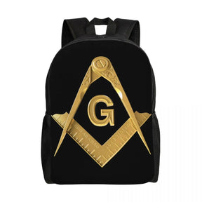 Master Mason Blue Lodge Backpack - Gold Adjustable Strap Nylon - Bricks Masons