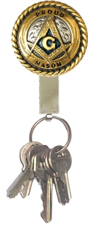 Master Mason Blue Lodge Pocket Key Holder - Proud Mason Gold & Blue