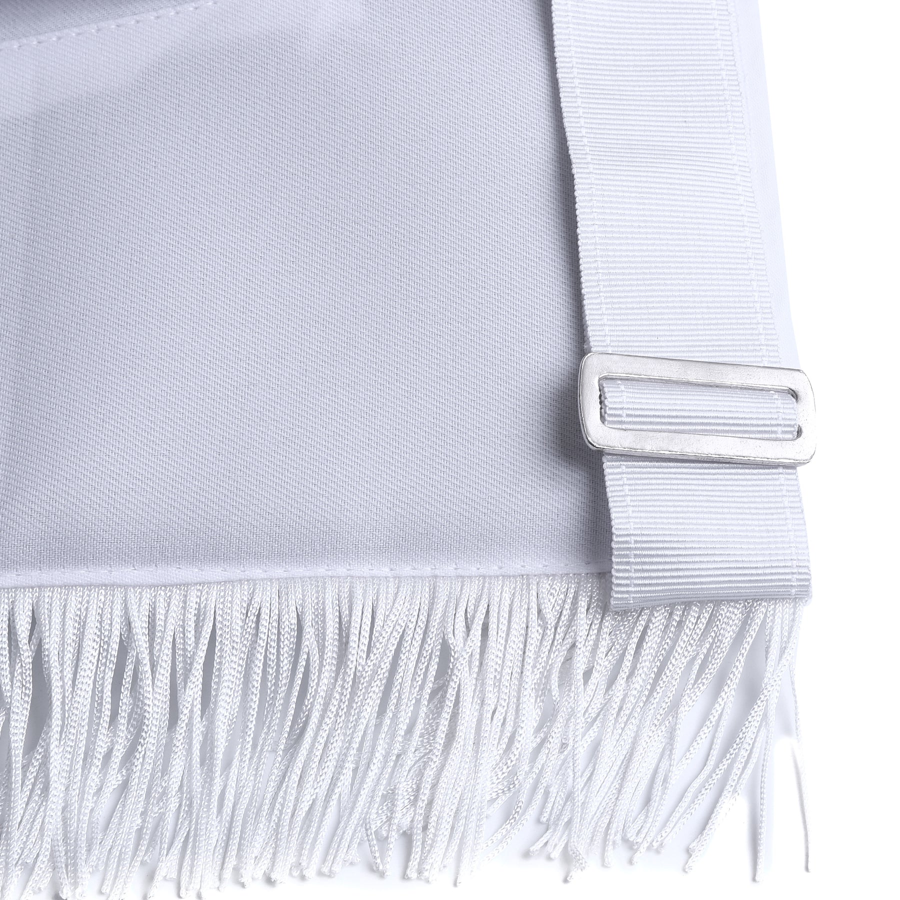 Deputy Grand Master Blue Lodge Apron - All White With Braid & Fringe - Bricks Masons