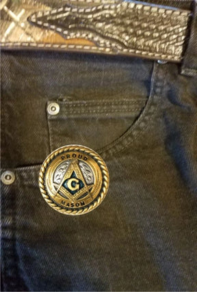 Master Mason Blue Lodge Pocket Key Holder - Proud Mason Gold & Blue
