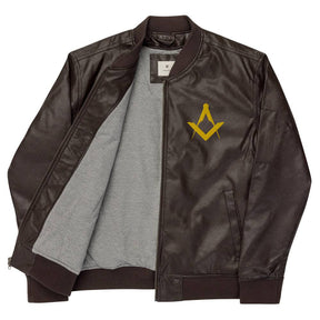 Master Mason Blue Lodge Jacket - Square and Compass Leather Golden Embroidery