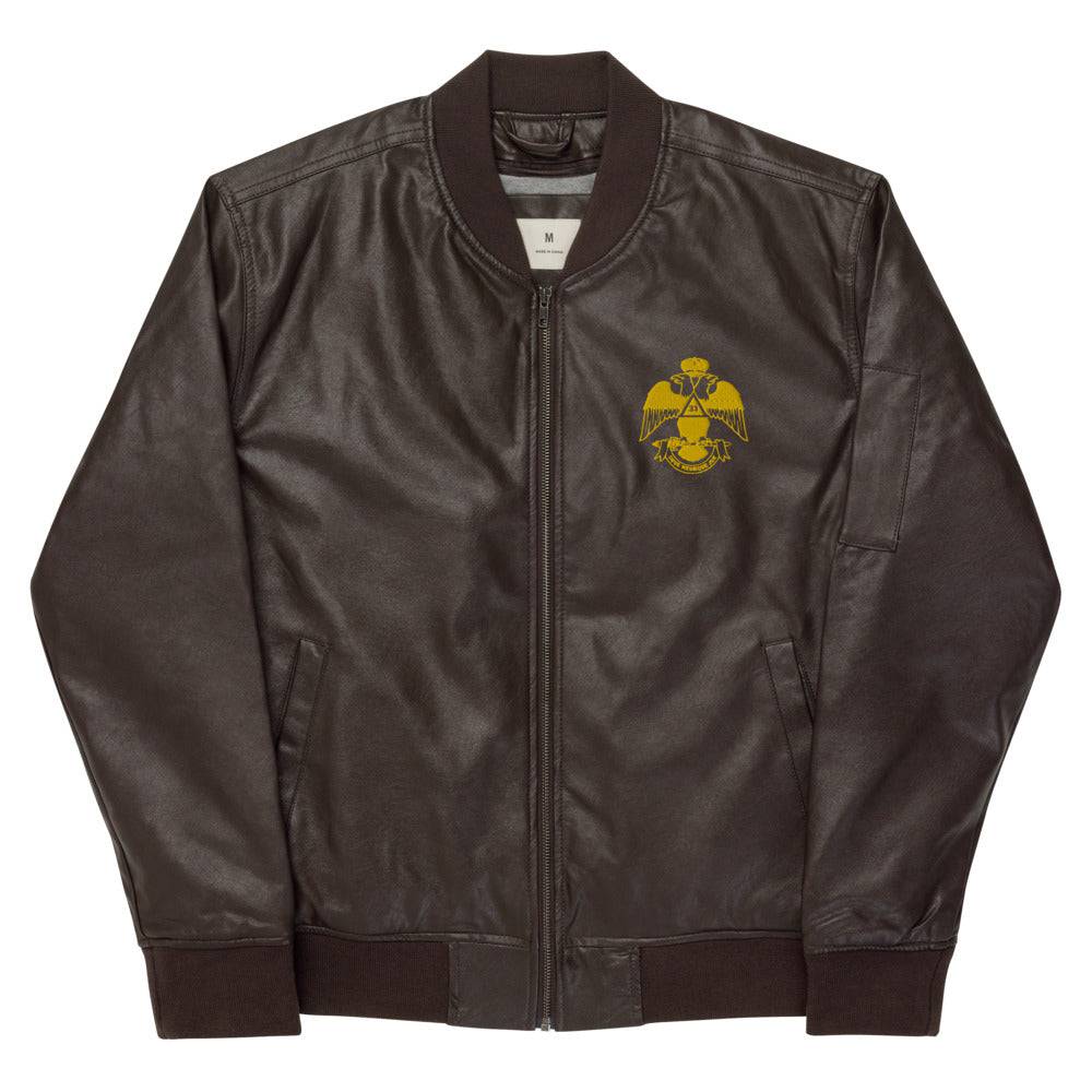 33rd Degree Scottish Rite Jacket - Wings Down Leather Golden Embroidery