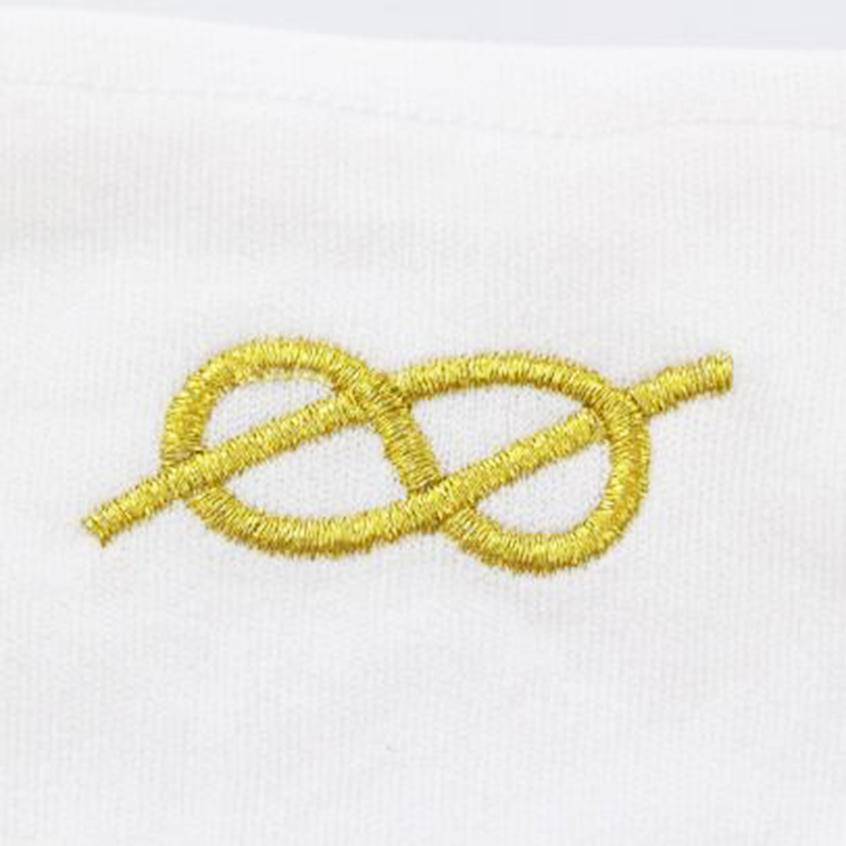 French Rite Gloves - White Cotton with Golden Knot Machine Embroidery - Bricks Masons