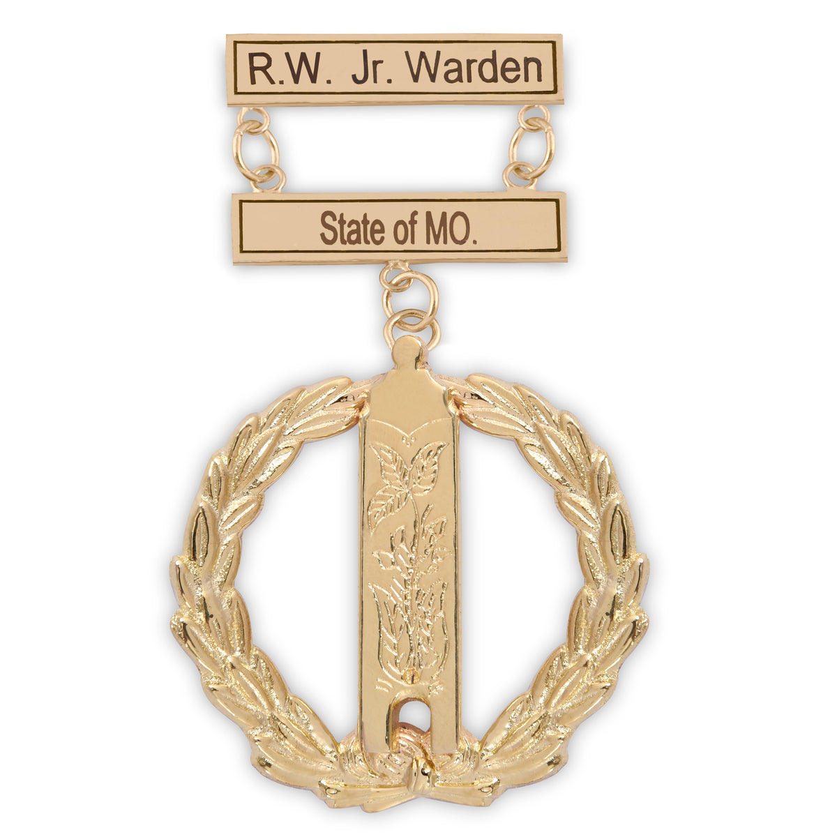 Grand Junior Warden Blue Lodge Breast Jewel - Gold Coated Customizable - Bricks Masons