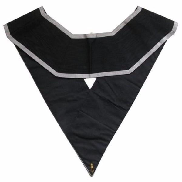 Grand Orator 30th Degree French Collar - Black Moire with White Borders - Bricks Masons