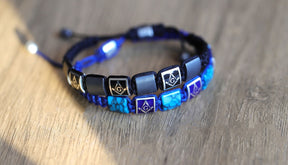 Master Mason Blue Lodge Bracelet - Handcrafted Blue & Black Enamel - Bricks Masons