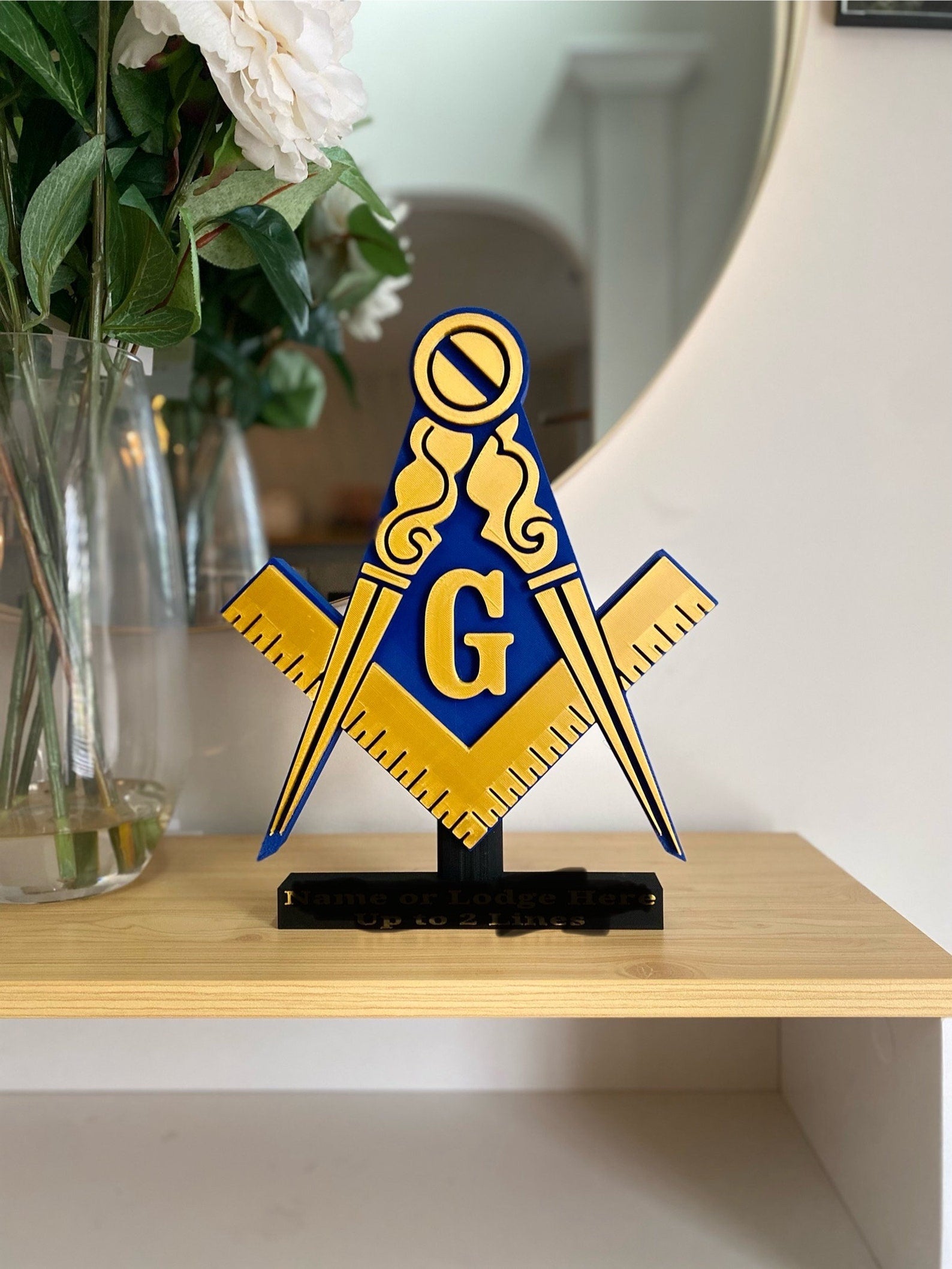 Master Mason Blue Lodge Desk Sign - Personalizable 11” 3D Freemasonry Masonic Crest