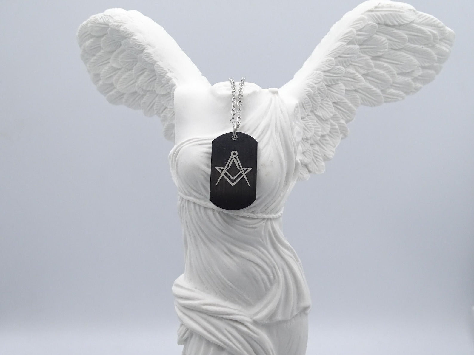 Master Mason Blue Lodge Necklace - Stainless Steel Chain Square & Compass - Bricks Masons