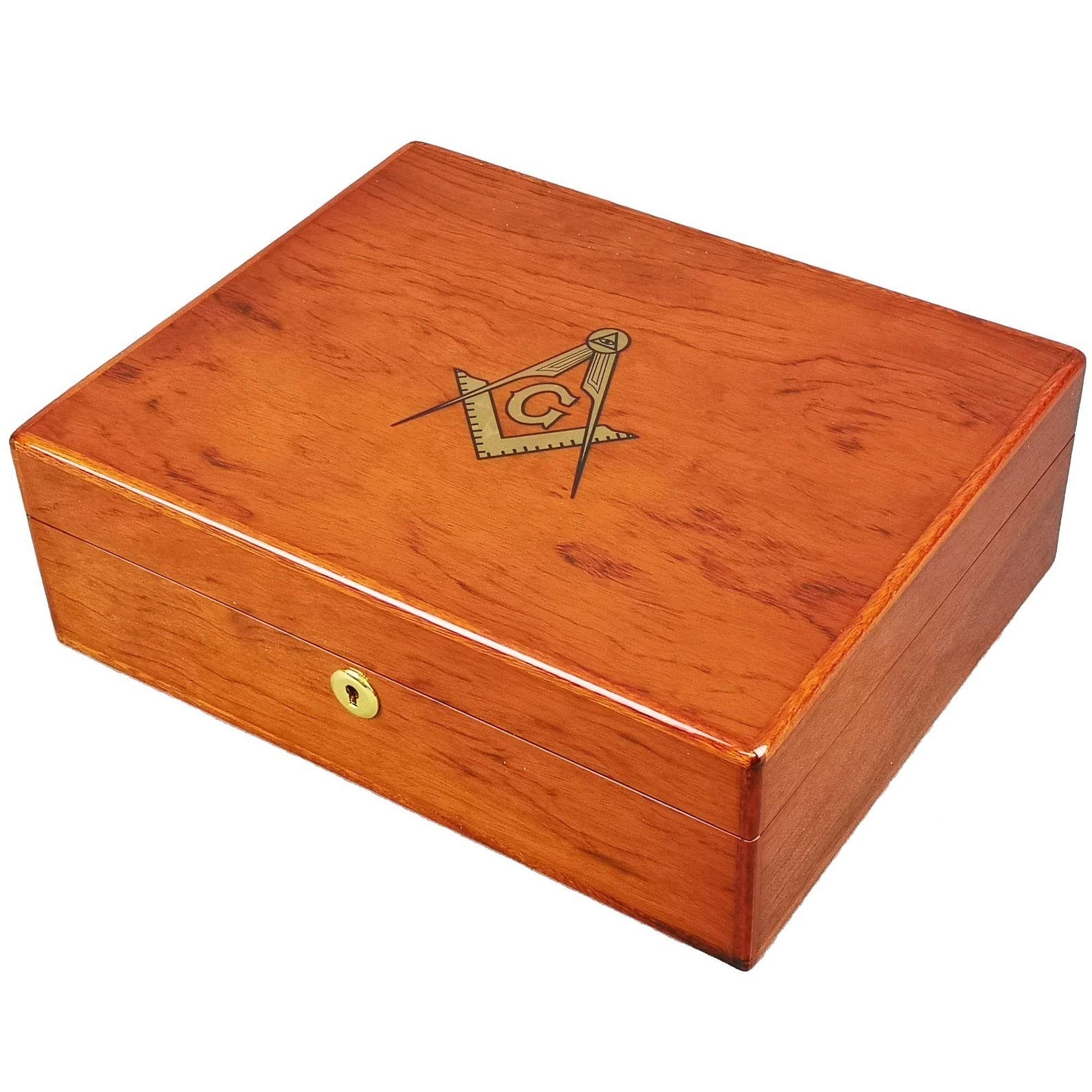 Master Mason Blue Lodge Jewelry Box - Rosewood Square & Compass G - Bricks Masons