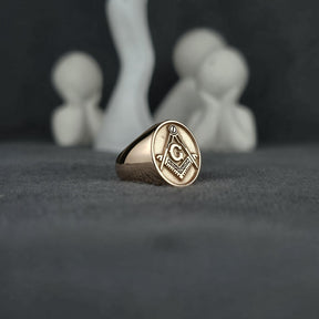 Master Mason Blue Lodge Ring - Embossed Square & Compass G - Bricks Masons