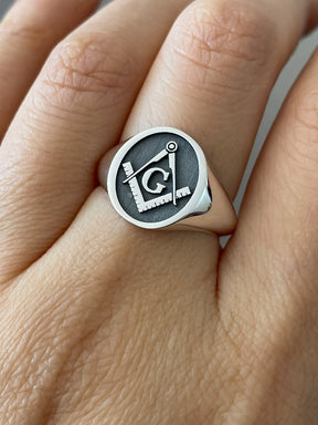 Master Mason Blue Lodge Ring - 10K to 18K Gold Square & Compass G