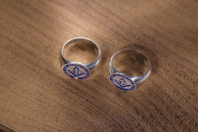 Master Mason Blue Lodge Ring - Silver Blue Enamel 925 Sterling Silver