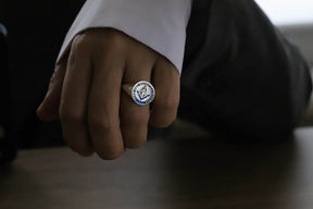 Master Mason Blue Lodge Ring - Silver Blue Enamel 925 Sterling Silver