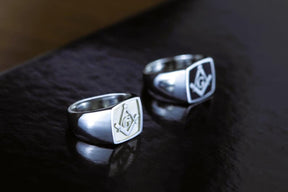 Master Mason Blue Lodge Ring - Sterling Silver Square & Compass G