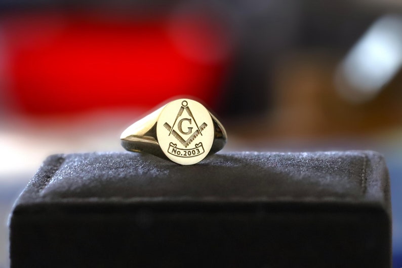 Master Mason Blue Lodge Ring - White Gold 10k Gold 14k - Bricks Masons