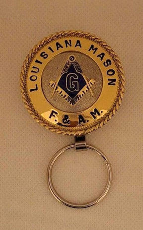 Master Mason Blue Lodge Keychain - Handcrafted Louisiana Mason Square Compass G - Bricks Masons