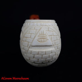 Eye Of Providence Meerschaum Pipe - Handmade Natural Bee Wax - Bricks Masons