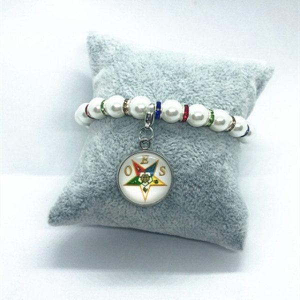 OES Bracelet - Round Stone Beaded - Bricks Masons