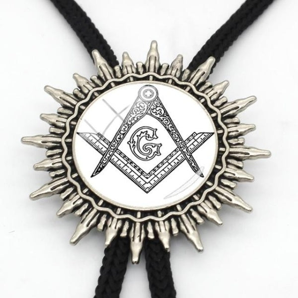 Master Mason Blue Lodge Bolo Tie - Square and Compass G - Bricks Masons