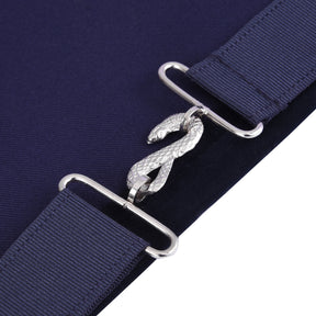 Junior Deacon Blue Lodge Officer Apron - Kenton Lodge Navy Velvet With Silver Embroidery Thread - Bricks Masons