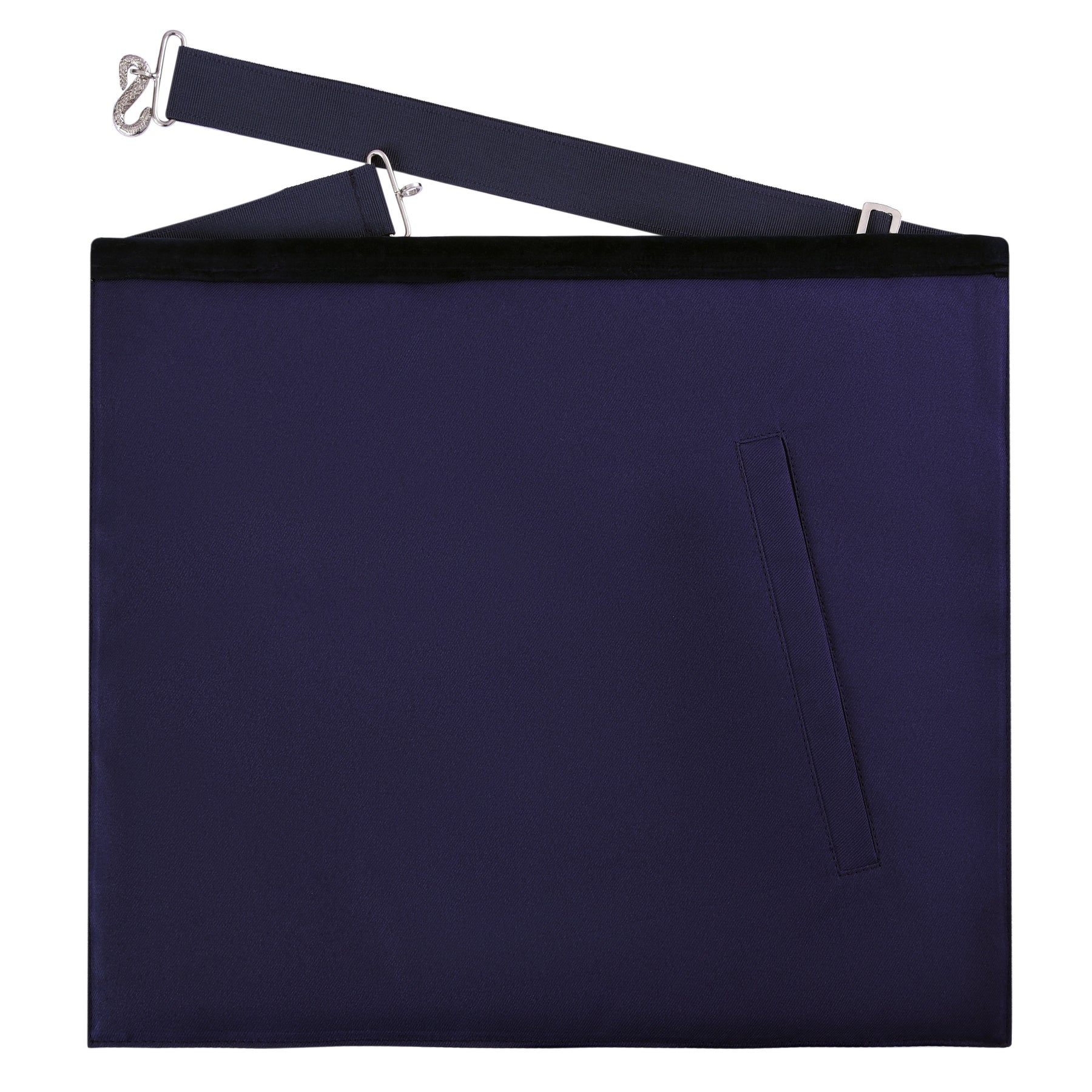 Junior Deacon Blue Lodge Officer Apron - Kenton Lodge Navy Velvet With Silver Embroidery Thread - Bricks Masons