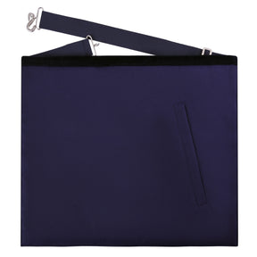 Junior Deacon Blue Lodge Officer Apron - Kenton Lodge Navy Velvet With Silver Embroidery Thread - Bricks Masons