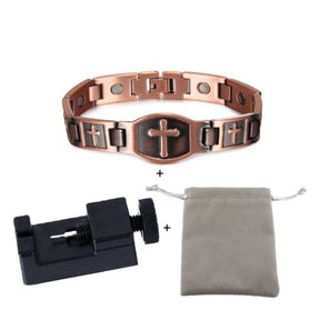 Knights Templar Commandery Bracelet - Square and Compass G/Cross Copper Magnetic - Bricks Masons
