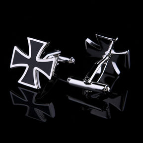 Knights Templar Cufflink - Black Silver High Quality - Bricks Masons