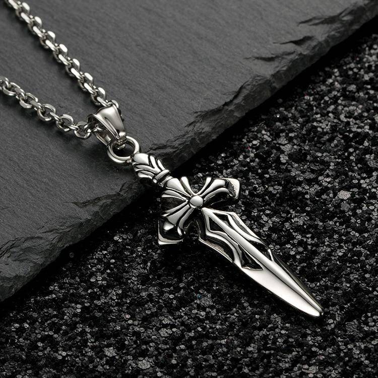 Knights Templar Necklace - Silver Titanium Steel - Bricks Masons