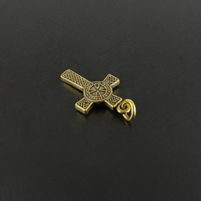 Knights Templar Commandery Pendant - Vintage Gold Shield Cross Pendant - Bricks Masons